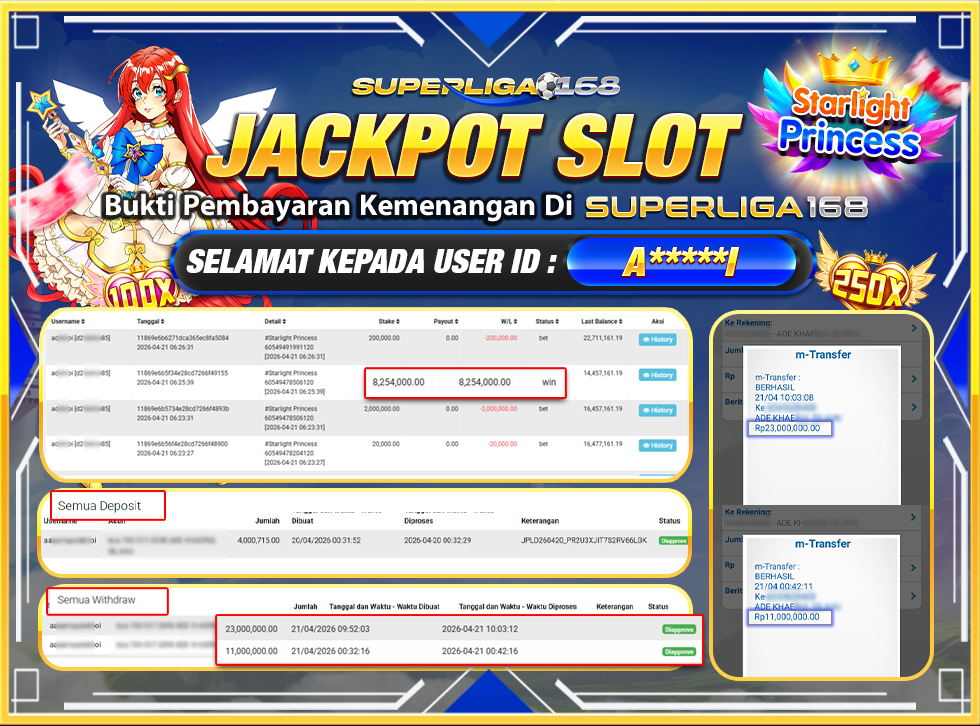 SUPERLIGA168 JACKPOT STARLIGHT PRINCESS Rp.34,000,000LUNASSS
